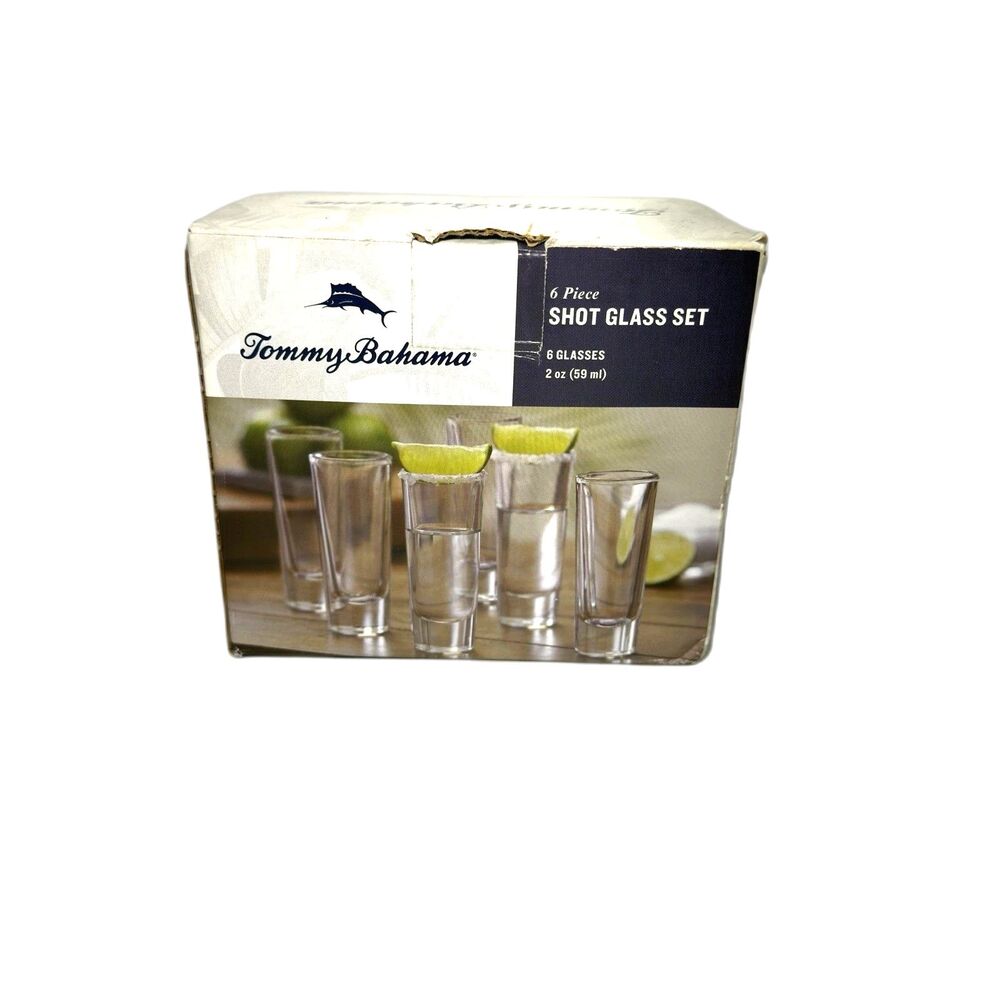 Set Of 6 Tommy Bahama Shot Glasses NIB 2 oz